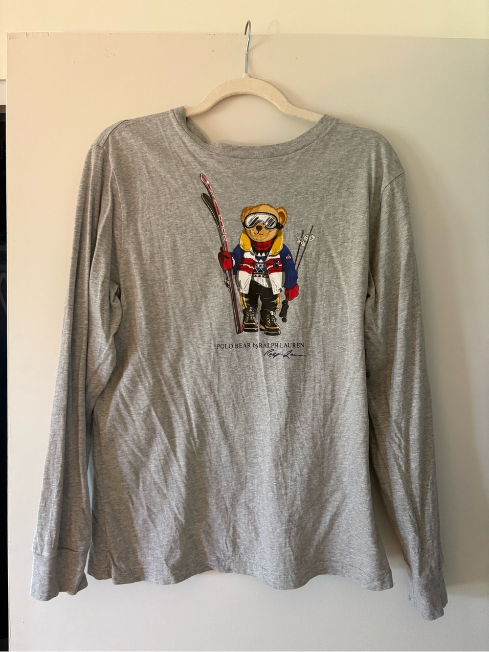 Polo by Ralph Lauren Gray Long-Sleeve Tee with Skiing Polo Bear